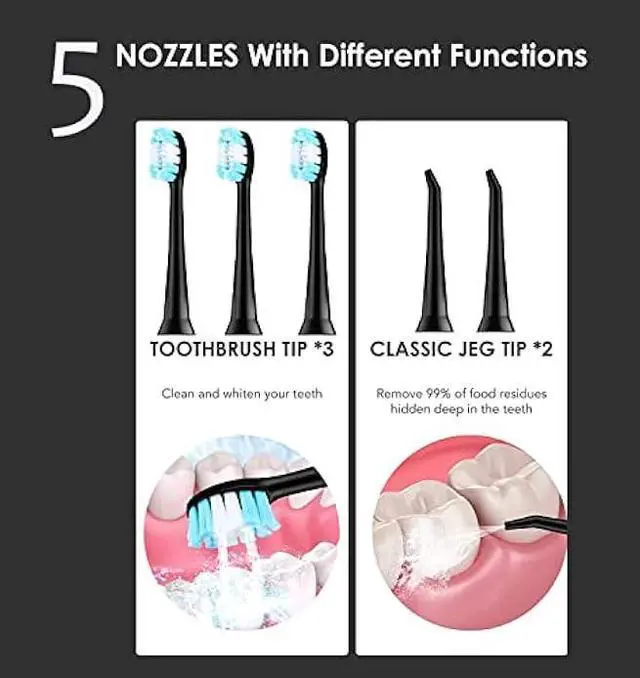 Alt view image 6 of 6 - Electric Toothbrush with Water Flosser Combo, 3 in 1 Ultrasonic Toothbrush & Dental Oral Irrigator & Tooth Cleaner with 4 Modes, One Switch from Sonic Brushing to Water Flossing for Home Travel