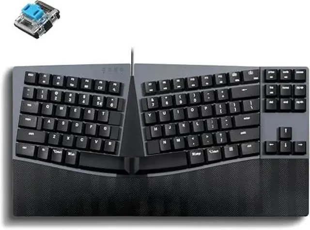 Main image of Perixx PERIBOARD-335BL Wired Ergonomic Mechanical Compact Keyboard - Low-Profile Blue Clicky Switches - Programmable Feature with Macro Keys - Compatible with Windows and Mac OS X - US English
