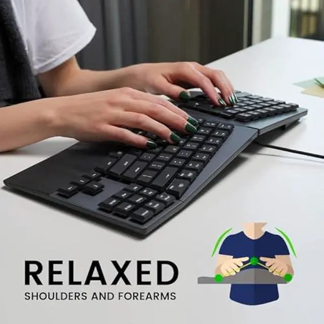 Alt view image 3 of 5 - Perixx PERIBOARD-335BL Wired Ergonomic Mechanical Compact Keyboard - Low-Profile Blue Clicky Switches - Programmable Feature with Macro Keys - Compatible with Windows and Mac OS X - US English