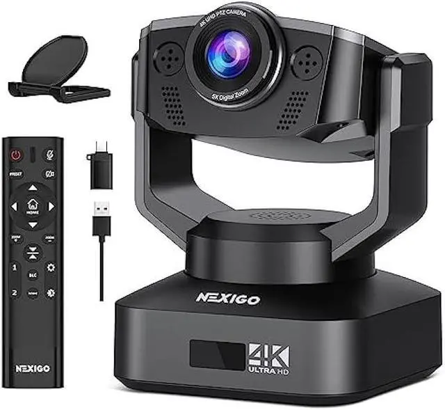 Main image of Zoom Certified, NexiGo N990 (Gen 2) 4K PTZ Webcam, Video Conference Camera System with 5X Digital Zoom, Sony_Starvis Sensor, Position Preset, Dual Stereo Mics, 3.5mm Audio Jacks for External Mics