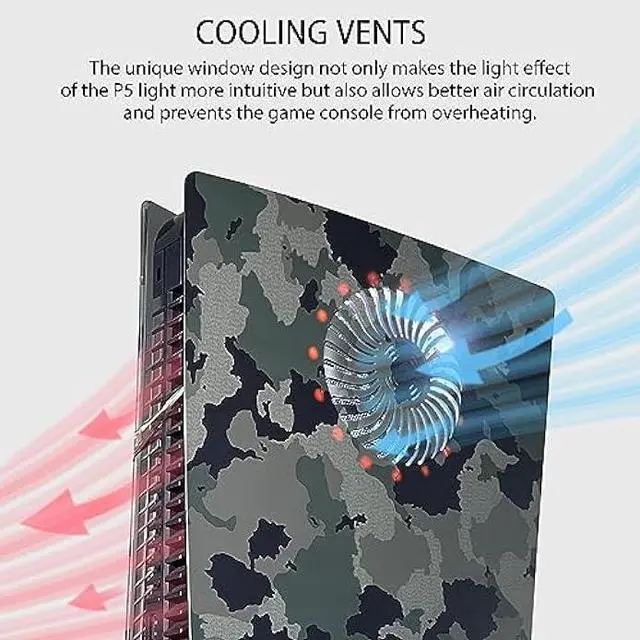 Alt view image 2 of 6 - Faceplate for PS5 with RGB Light Strip and Dust Filter for Cooling Vents DOBEWINGDELOU 400+ Effects LED Light Ring Console Cover for PS5 Disc Edition DIY Decoration Kit Accessories Camouflage