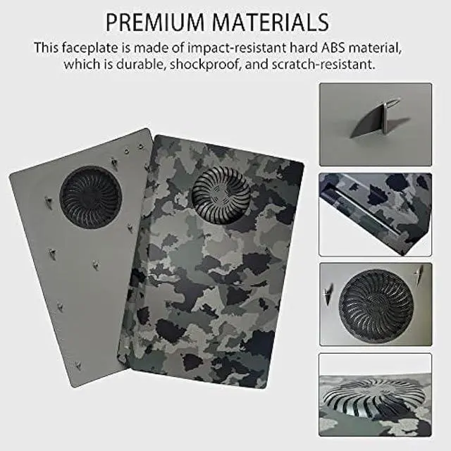 Alt view image 5 of 6 - Faceplate for PS5 with RGB Light Strip and Dust Filter for Cooling Vents DOBEWINGDELOU 400+ Effects LED Light Ring Console Cover for PS5 Disc Edition DIY Decoration Kit Accessories Camouflage