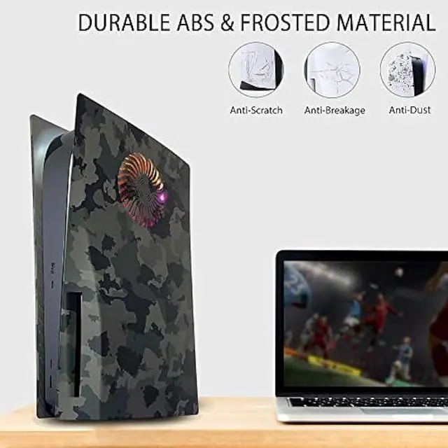 Alt view image 6 of 6 - Faceplate for PS5 with RGB Light Strip and Dust Filter for Cooling Vents DOBEWINGDELOU 400+ Effects LED Light Ring Console Cover for PS5 Disc Edition DIY Decoration Kit Accessories Camouflage