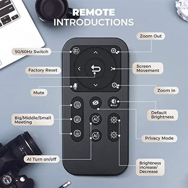 Alt view image 5 of 6 - 4K Webcam with AI-Powered Framing,Remote Control Web Camera/10X Digital Zoom 4k 30fps Web cam with USB 3.0 HDR/Dual Noise Cancelling Microphones for PC Mac, Streaming, Video Call, Zoom, Skype