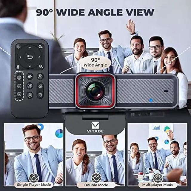 Alt view image 6 of 6 - 4K Webcam with AI-Powered Framing,Remote Control Web Camera/10X Digital Zoom 4k 30fps Web cam with USB 3.0 HDR/Dual Noise Cancelling Microphones for PC Mac, Streaming, Video Call, Zoom, Skype