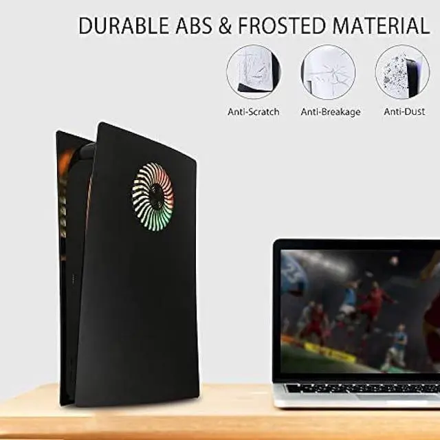 Alt view image 5 of 6 - Faceplate with RGB Light Strip for PS5 Digital Edition DOBEWINGDELOU 400+ Effects LED Light Ring Console Cover for PS5 Digital Edition DIY Decoration Kit Accessories Black