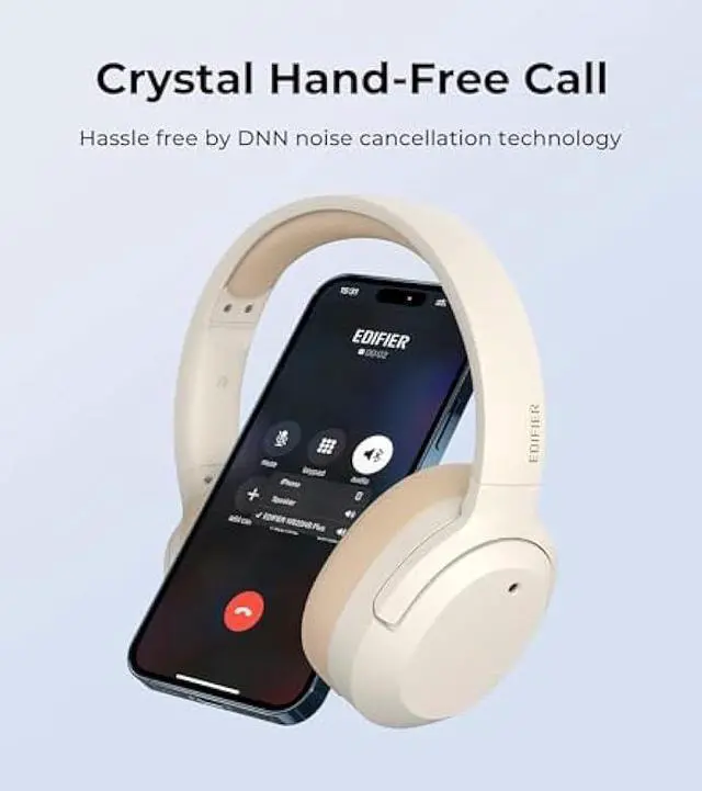 Alt view image 5 of 5 - Edifier W820NB Plus Hybrid Active Noise Cancelling Headphones - LDAC Codec - Hi-Res Audio Wireless & Wired - Fast Charge - Over Ear Bluetooth V5.2 Headphones for Travel/Home/Office- Ivory