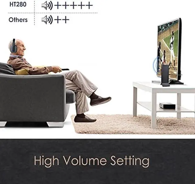 Alt view image 5 of 5 - Avantree HT280 Wireless Headphones for TV Watching with 2.4G RF Transmitter Charging Dock, Digital Optical System, High Volume Headset Ideal for Seniors, 100ft Range, No Audio Delay, Plug and Play