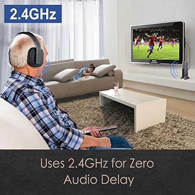 Alt view image 4 of 5 - Avantree HT280 Wireless Headphones for TV Watching with 2.4G RF Transmitter Charging Dock, Digital Optical System, High Volume Headset Ideal for Seniors, 100ft Range, No Audio Delay, Plug and Play