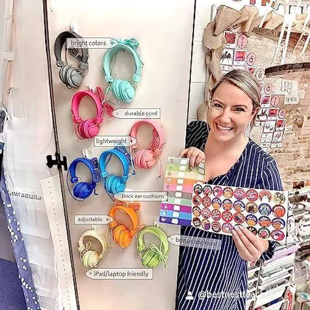 Alt view image 2 of 5 - AILIHEN Kids Headphones Bulk 10-Pack for School Classroom K-12, On-Ear Wired Headsets with Microphone & 85dB Volume Limited & Sharing, 3.5mm Jack for Chromebook, Computer, Laptop (Multicolor)