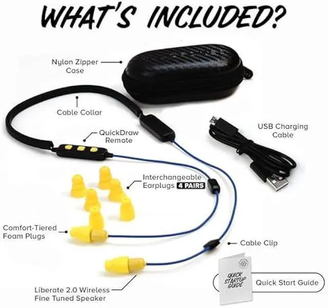 Alt view image 5 of 5 - Plugfones Liberate 2.0 Wireless Bluetooth in-Ear Earplug Earbuds- 29NRR Noise Reduction Headphones with Noise Isolating Mic and Controls (Blue & Yellow)