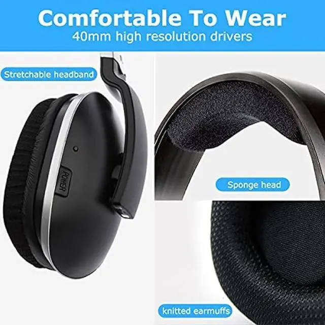 Alt view image 5 of 6 - ANSTEN Wireless Headphones for TV Watching, Over-Ear Headset for Television Listening with 2.4 GHz 3.5 mm RCA Digital Transmitter, No Audio Delay, 100 Work Rang, 20 Hrs Playtime, Plug n Play