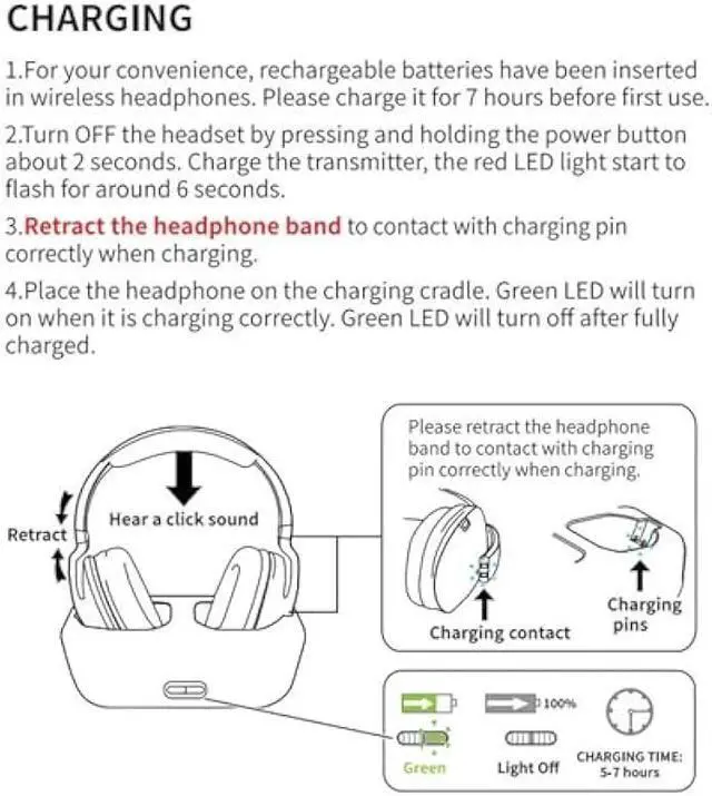 Alt view image 6 of 6 - ANSTEN Wireless Headphones for TV Watching, Over-Ear Headset for Television Listening with 2.4 GHz 3.5 mm RCA Digital Transmitter, No Audio Delay, 100 Work Rang, 20 Hrs Playtime, Plug n Play
