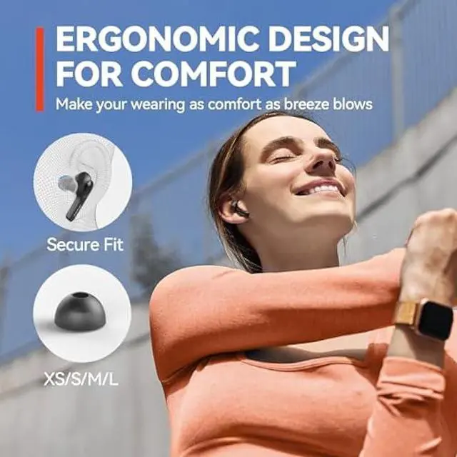 Alt view image 5 of 5 - EarFun® Air True Wireless Earbuds, Bluetooth Earbuds with 4 Mics, Sweatshield IPX7 Waterproof with Volume Control, USB-C Fast Charge, in-Ear Headphones with Wireless Charging, Deep Bass, 35H Playtime
