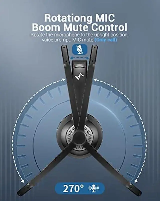 Alt view image 5 of 6 - Wireless Headset with Mic for Work, Bluetooth V5.2 Headphones with AI Noise Cancelling Microphone, USB Dongle, Clear Calls & Mic Mute, for Laptop, PC, iPhone & Android Phones