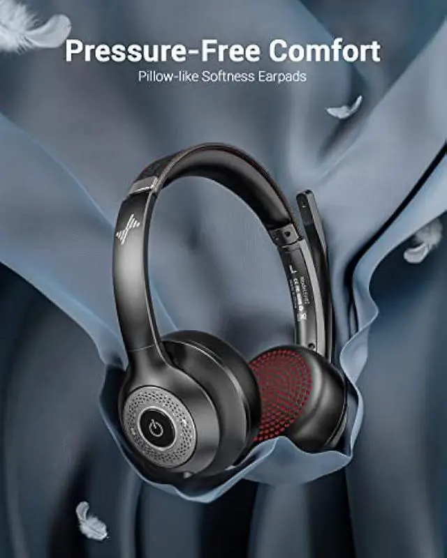 Alt view image 4 of 6 - Wireless Headset with Mic for Work, Bluetooth V5.2 Headphones with AI Noise Cancelling Microphone, USB Dongle, Clear Calls & Mic Mute, for Laptop, PC, iPhone & Android Phones