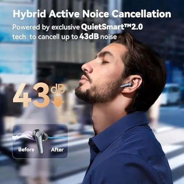 Alt view image 3 of 5 - EarFun Air Pro 3 Noise Cancelling Earbuds, Qualcomm® aptX Adaptive Sound, 6 Mics CVC 8.0 ENC, Bluetooth 5.3 Earbuds, Multipoint Connection, 45H Playtime, App Customize EQ, Wireless Charging