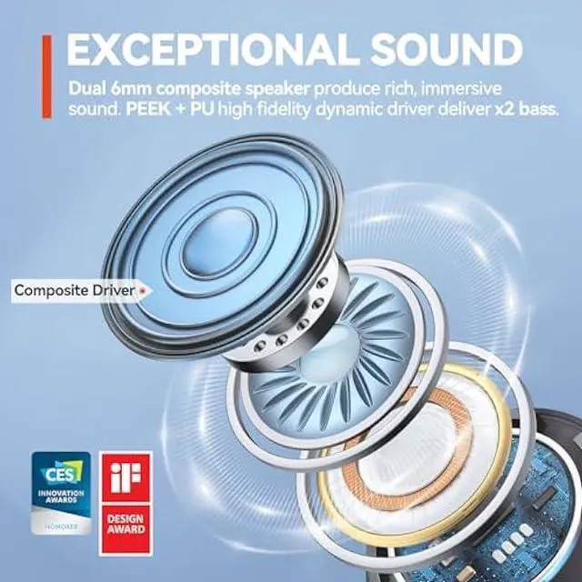 Alt view image 2 of 5 - EarFun® Air True Wireless Earbuds, Bluetooth Earbuds with 4 Mics, Sweatshield IPX7 Waterproof with Volume Control, USB-C Fast Charge, in-Ear Headphones with Wireless Charging, Deep Bass, 35H Playtime