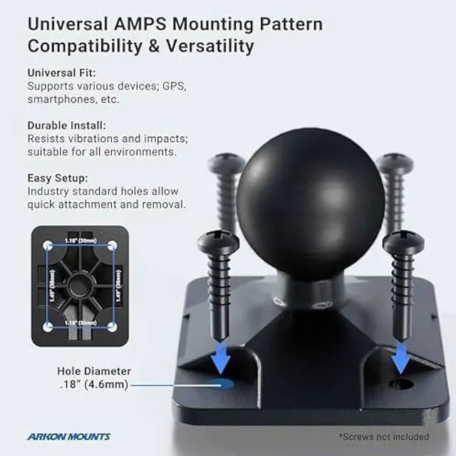 Alt view image 4 of 6 - ARKON Mounts - Car Phone Holder | Secure Grip | Heavy Duty | Drill Base Car Phone Mount | Spring-loaded holder expands up to 7.25 inches | For iPhone, Samsung, Google, Nokia, and other Smartphones