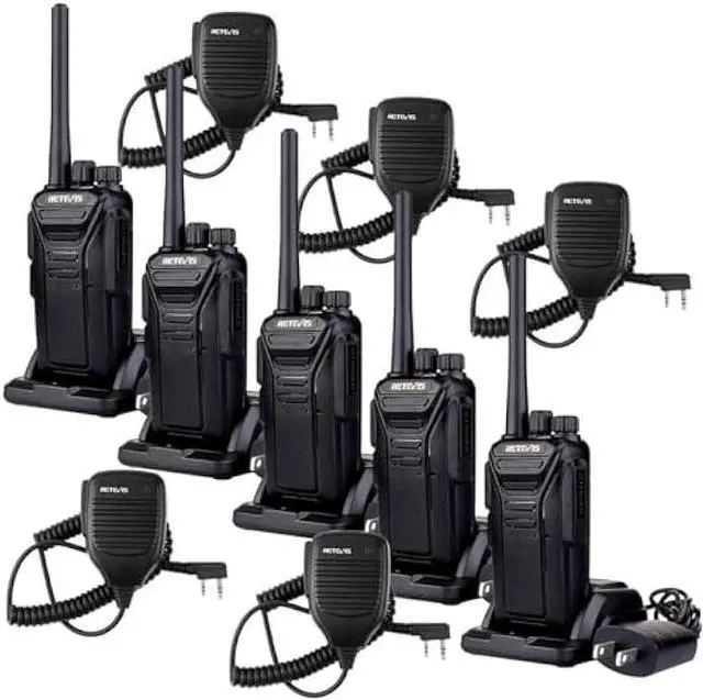 Main image of Retevis RT27 Walkie Talkies,Two Way Radio with Shoulder Speaker Mic,2 Way Radios Long Range,USB Charging Base,Local Alarm,Walkie Talkie for Adults Construction Site School Security(5 Pack)