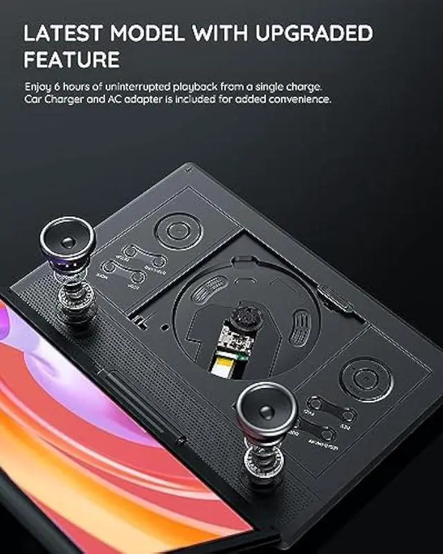 Alt view image 5 of 5 - 15.7 Portable DVD Player with 14.1 Large HD Screen, 6 Hrs Rechargeable Battery, FM Out, Sync TV, USB, SD Card and Multiple Disc Formats, Dual Speaker, Black Boifun