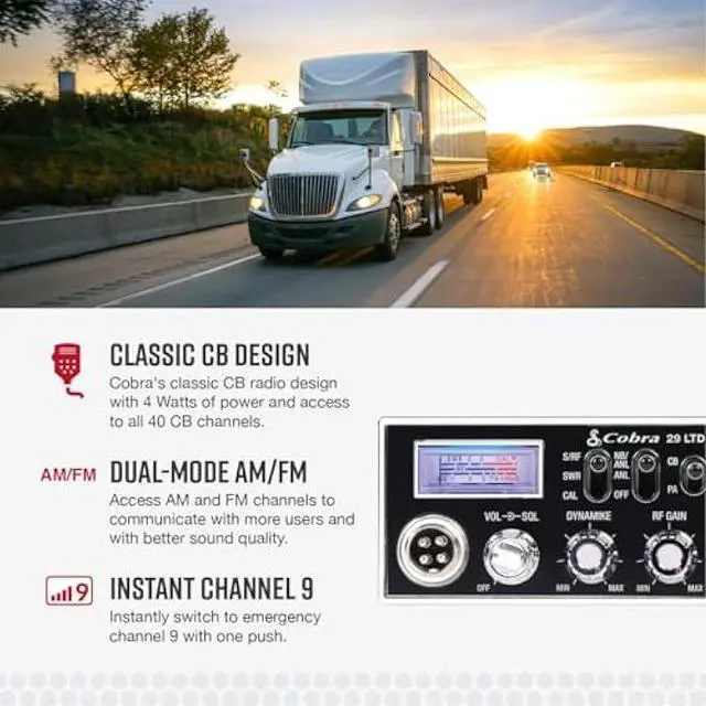 Alt view image 3 of 6 - Cobra 29 LTD Chrome AM/FM Professional CB Radio - Easy to Operate, Emergency Radio, Instant Channel 9, 4-Watt Output, Full 40 Channels, Adjustable Receiver and SWR Calibration, Chrome