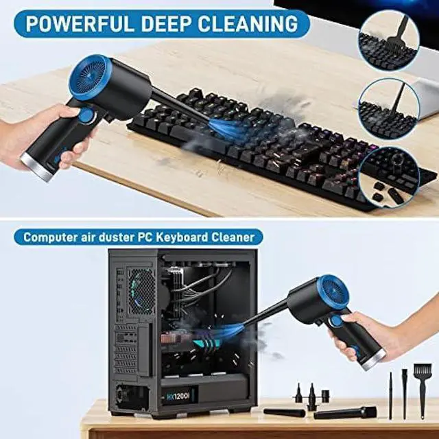 Alt view image 2 of 5 - ATEngeus Compressed Air Duster, Electric Air Duster, Cordless Air Duster for Computer, Stepless Speed, Keyboard Cleaner, Replace Canned Air, Brushless Motor, 6000mAh