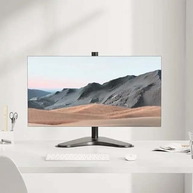 Alt view image 2 of 5 - Mount-It! Single Monitor Stand, Freestanding Desk Mount for 21.5-32 Inch Screens, VESA Compatible Desk Stand with Height Adjustable, Tilt, Swivel, and Rotation Features, Sturdy Base Supports 17.6 lbs
