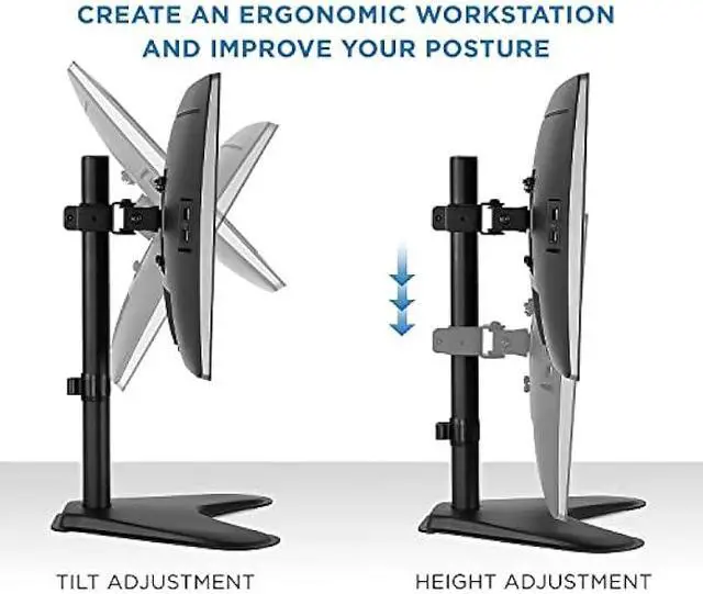 Alt view image 4 of 5 - Mount-It! Single Monitor Stand, Freestanding Desk Mount for 21.5-32 Inch Screens, VESA Compatible Desk Stand with Height Adjustable, Tilt, Swivel, and Rotation Features, Sturdy Base Supports 17.6 lbs