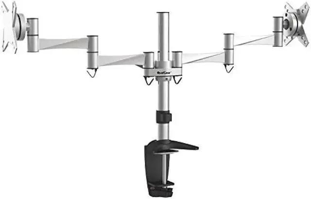 Main image of QualGear Qg-Dm-02-016 3 Way Articulating Dual Desk Mount for 13-27 Inches Flatpanel Monitors, Silver