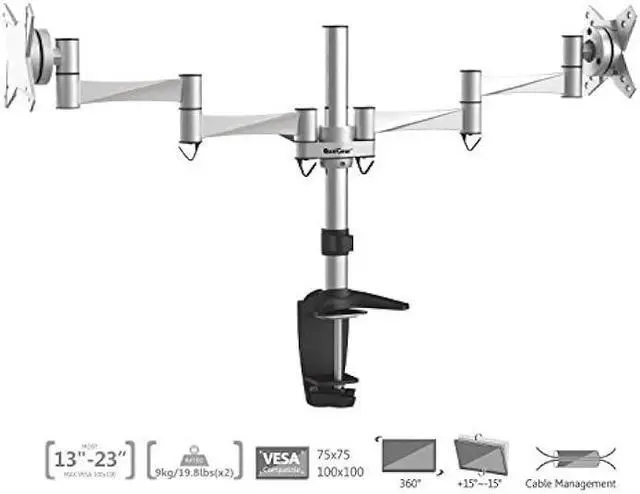 Alt view image 3 of 3 - QualGear Qg-Dm-02-016 3 Way Articulating Dual Desk Mount for 13-27 Inches Flatpanel Monitors, Silver