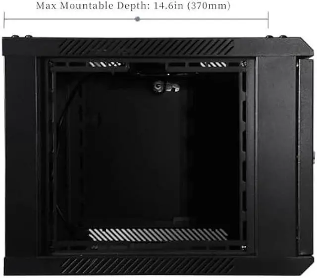 Alt view image 3 of 5 - RackPath 6U Wall Mount Network Rack Cabinet  Quiet Cooling Fan, Locking Glass Door, 17.7 Deep (450mm), Removable Locking Side Panels, Fits 19 IT & A/V Equipment