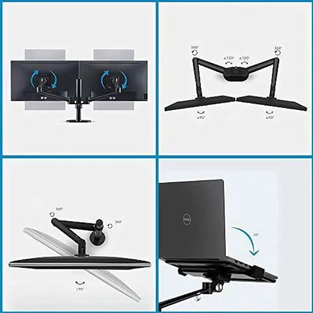 Alt view image 5 of 6 - Height Adjustable 3 in 1 Laptop Monitor Stand Compatible with 13 to 17.3 inch Laptop, Hold 2 Monitors 11 to 27 inch with Vesa, Monitor Desk Stand arm Riser Mount Stand Workstation (Black)