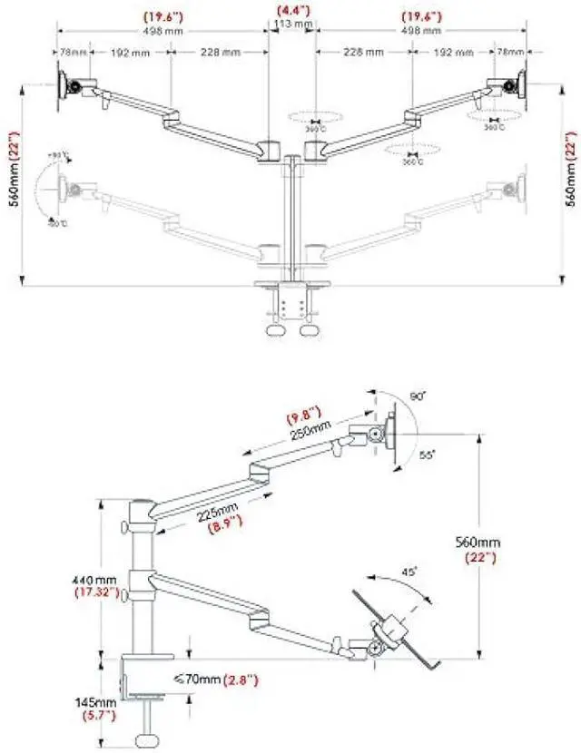 Alt view image 3 of 6 - Height Adjustable 3 in 1 Laptop Monitor Stand Compatible with 13 to 17.3 inch Laptop, Hold 2 Monitors 11 to 27 inch with Vesa, Monitor Desk Stand arm Riser Mount Stand Workstation (Black)