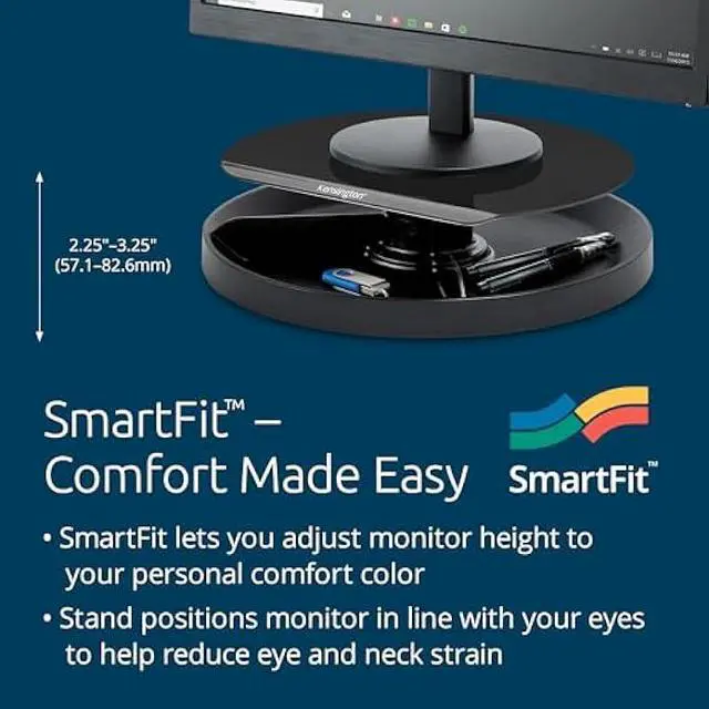 Alt view image 2 of 5 - Kensington Smart Fit Spin2 Monitor Stand - Black (K52787WW), 3.1 x 12.6 x 12.6