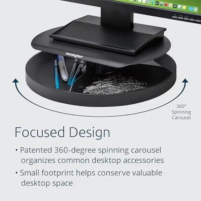 Alt view image 3 of 5 - Kensington Smart Fit Spin2 Monitor Stand - Black (K52787WW), 3.1 x 12.6 x 12.6