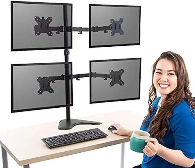 Main image of Stand Steady 4-Monitor Mount | Height-Adjustable Stand with Stabilizing Base - Fits Most LCD/LED Monitors 17-32 in (Black)