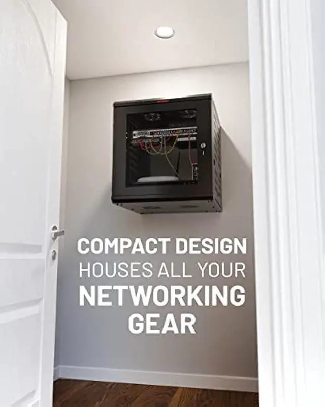 Alt view image 2 of 5 - ECHOGEAR 12U Network Rack - Enclosed Wall Mount Rack Kit Includes 2X 1U Shelves, Pre-Mounted Fan, Lockable Door & Hardware - 600mm Depth Fits All Your AV Gear