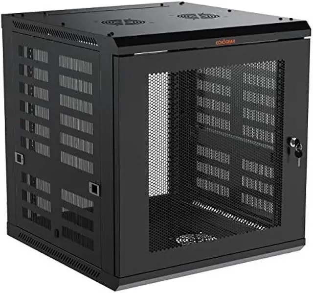 Main image of ECHOGEAR 12U Network Rack - Enclosed Wall Mount Rack Kit Includes 2X 1U Shelves, Pre-Mounted Fan, Lockable Door & Hardware - 600mm Depth Fits All Your AV Gear