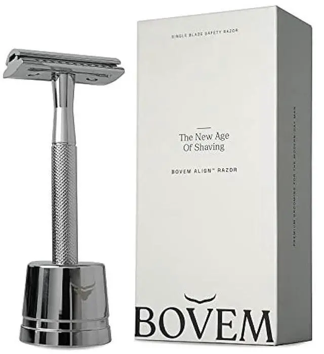 Main image of Align Razor  Premium Single Blade Razors For Men, Double Edge Razor Blade, Safety Razor for Face and Beard, Shaving Razors for Men with Razor Stand and 5 Blade Refill (Classic Silver)
