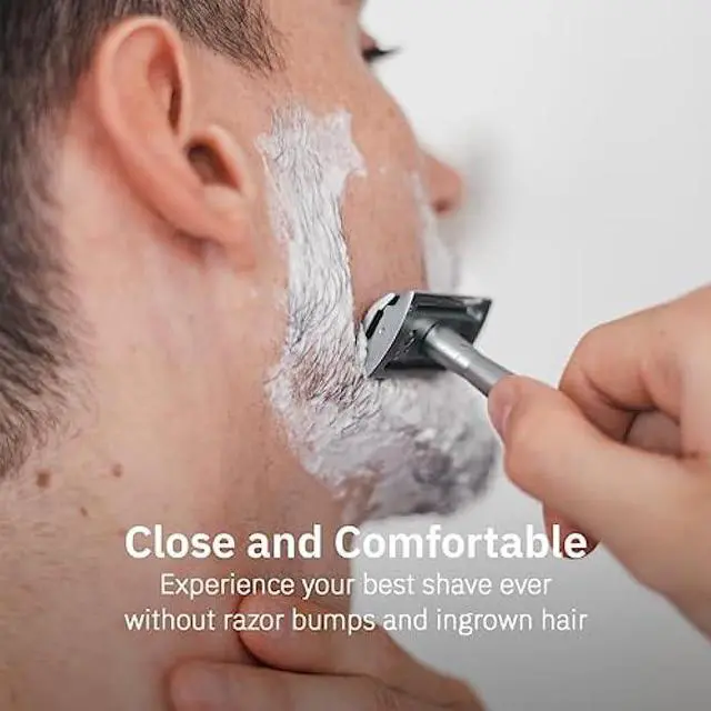 Alt view image 2 of 5 - Align Razor  Premium Single Blade Razors For Men, Double Edge Razor Blade, Safety Razor for Face and Beard, Shaving Razors for Men with Razor Stand and 5 Blade Refill (Classic Silver)