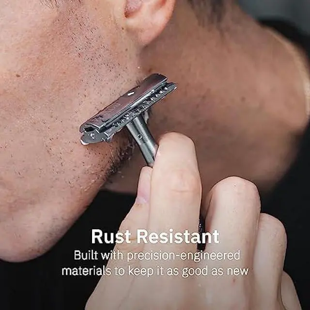 Alt view image 3 of 5 - Align Razor  Premium Single Blade Razors For Men, Double Edge Razor Blade, Safety Razor for Face and Beard, Shaving Razors for Men with Razor Stand and 5 Blade Refill (Classic Silver)