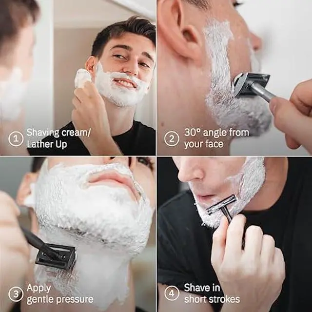 Alt view image 4 of 5 - Align Razor  Premium Single Blade Razors For Men, Double Edge Razor Blade, Safety Razor for Face and Beard, Shaving Razors for Men with Razor Stand and 5 Blade Refill (Classic Silver)