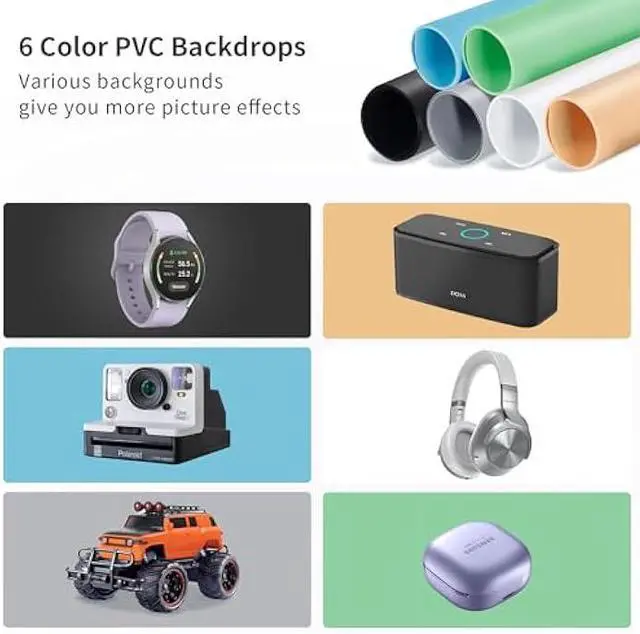 Alt view image 4 of 5 - RALENO Photo Studio Light Box, 24''X24'' Large Light Tent, Photo Light Box Photography (65W | 156pcs LED | 5500K | 97CRI | 6 Color PVC Backdrops | DC Power Adapter) for Product Photography