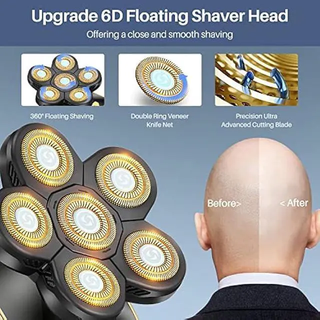 Alt view image 3 of 5 - Head Shavers for Bald Men Rotary Electric Razor Cordless Electric Shaver Rechargeable Head Shaver Waterproof Mens Head Razor Multifunctional Shaving Grooming Kit for Balder