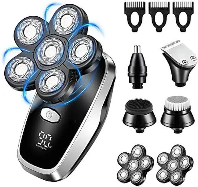 Main image of Head Shavers for Bald Men Rotary Electric Razor Cordless Electric Shaver Rechargeable Head Shaver Waterproof Mens Head Razor Multifunctional Shaving Grooming Kit for Balder (Black)