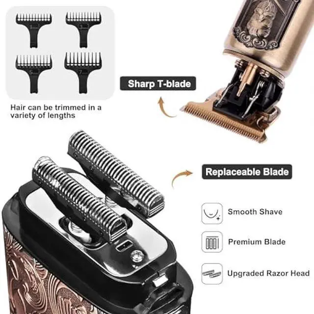 Alt view image 2 of 5 - Ufree Foil Shavers Electric Razor for Men, Beard Trimmer Grooming Shaving Kit, Hair Trimmer, Cordless Head Shavers for Bald Men Barber Clippers, Birthday Gifts for Him