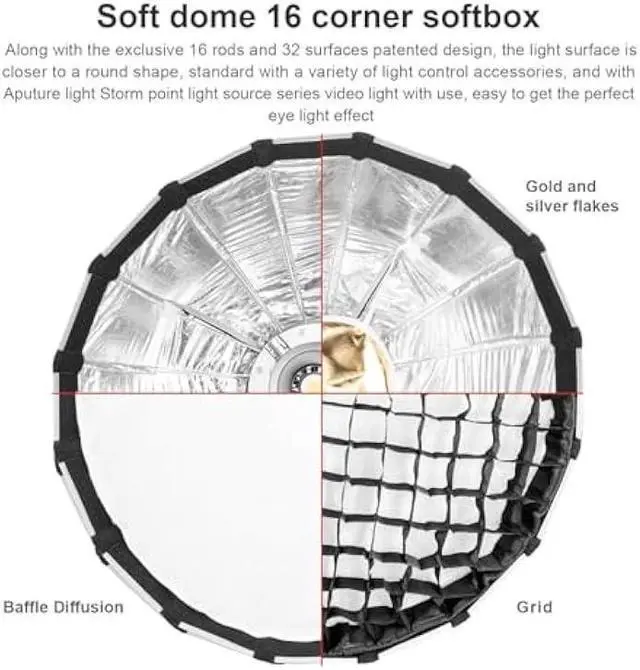 Alt view image 4 of 5 - Aputure Light Dome Mini III Softbox,Bowens Mount Octagonal Softbox Quick-Setup Soft Light Modifier for Video Light Aputure Amaran 200/100/300c/150c/60d s/60x s