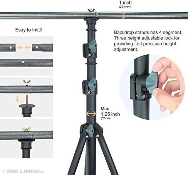 Alt view image 3 of 5 - LINCO Backdrop Stand for Parties 9×20 ft Heavy Duty Photography Video Studio Background Kit 4166 for Wedding Parties Photo Shooting