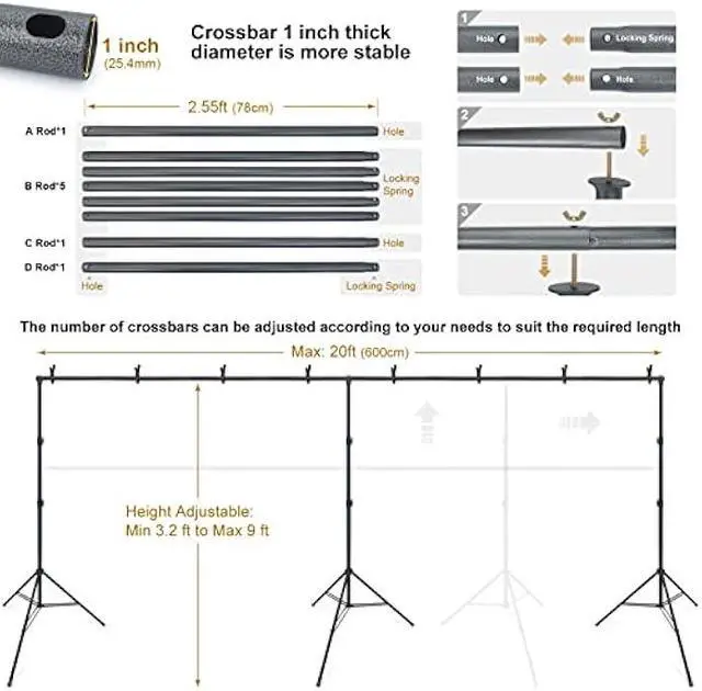 Alt view image 2 of 5 - LINCO Backdrop Stand for Parties 9×20 ft Heavy Duty Photography Video Studio Background Kit 4166 for Wedding Parties Photo Shooting